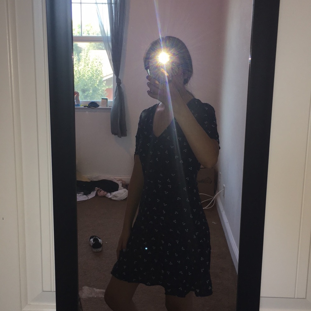 Cute navy blue dress with flowers